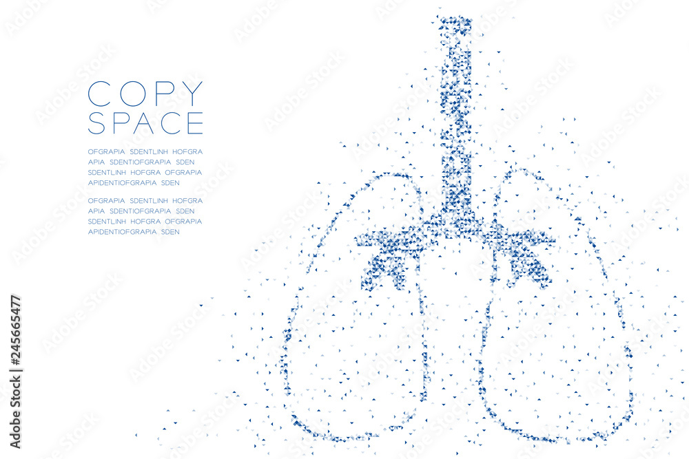 Poster lung shape abstract geometric polygon square box and triangle pattern, medical science organ concept
