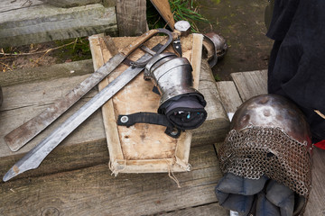 Armor of participants in the competition for the Medieval Battle. Тhеrе are a helmet, metal...