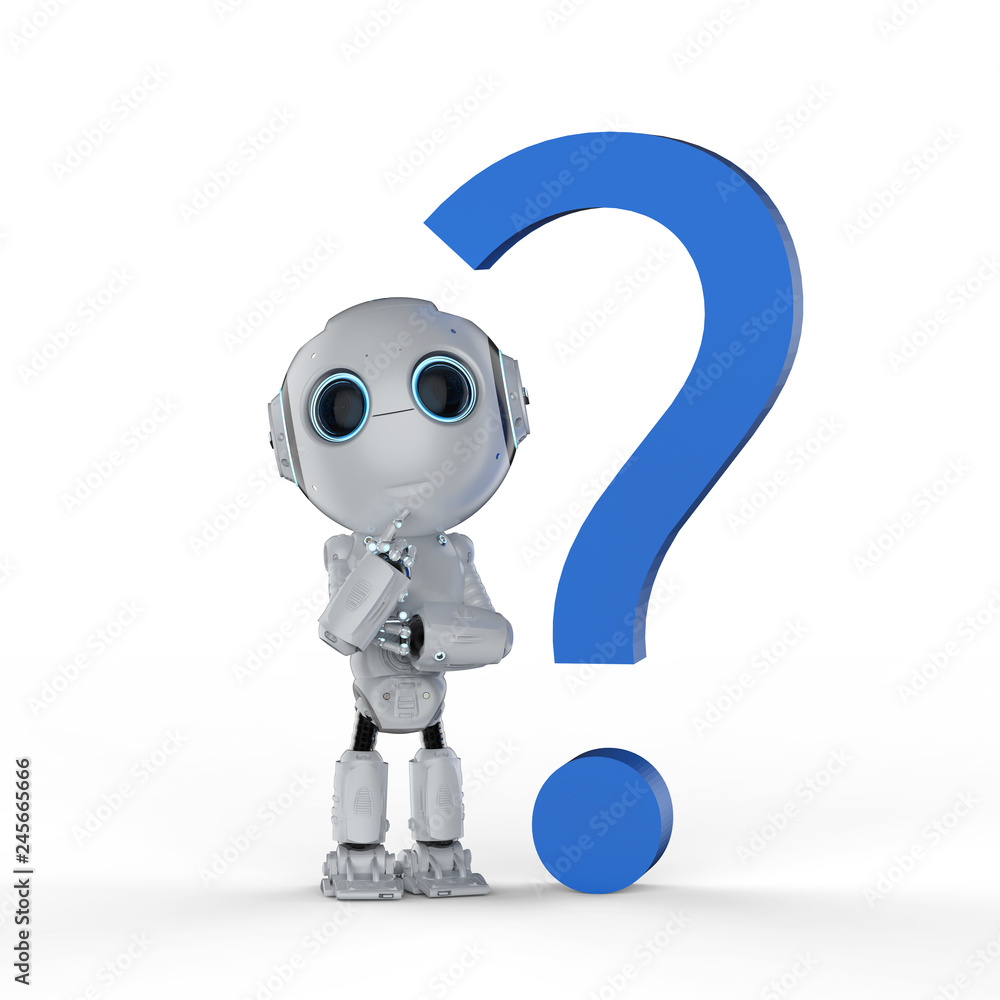 Poster robot with question mark