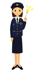女性警察官　ひらめき　全身