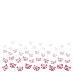 Pink pig  for background with white base and negative space