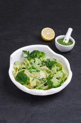Traditional Italian pasta with green vegetables