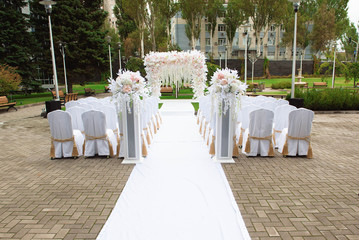 wedding ceremony decoration, beautiful fresh wedding arch