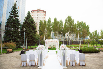 wedding ceremony decoration, beautiful fresh wedding arch