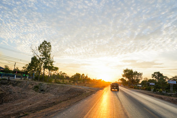 road in the sunset