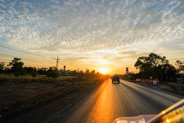 road in the sunset