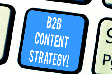 Word writing text B2B Content Strategy. Business concept for Distributing curated, relevant and...