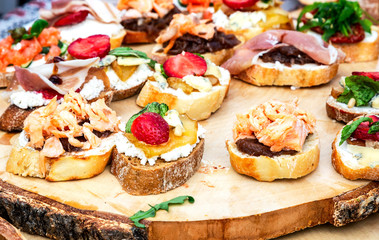 Tasty fresh sandwiches with different filling