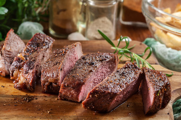 Slices of beef steak