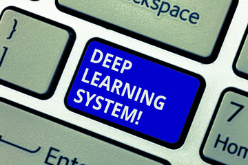 Text sign showing Deep Learning System. Conceptual photo collection of algorithms used in machine...