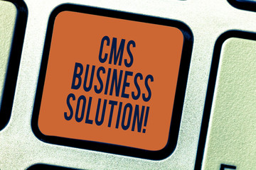 Text sign showing Cms Business Solution. Conceptual photo software application use to create and...