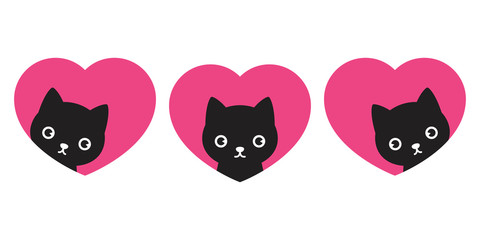 cat vector heart valentine icon logo kitten calico cartoon character illustration