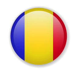 Chad flag round bright icon on a white background