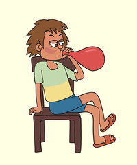 kid blowing balloons cartoon