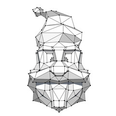 low poly santa with points, vector graphic monochrome illustration