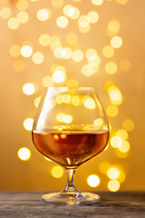 brandy or cognac in glass