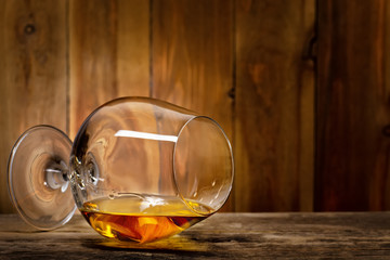 brandy or cognac in glass