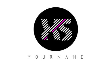 XS Letter Logo Design with White Lines and Black Circle