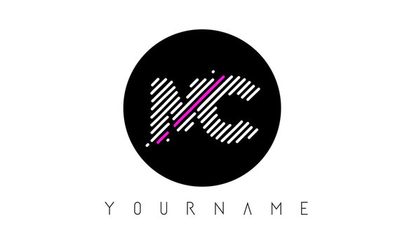 MC Letter Logo Design with White Lines and Black Circle
