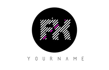 FX Letter Logo Design with White Lines and Black Circle