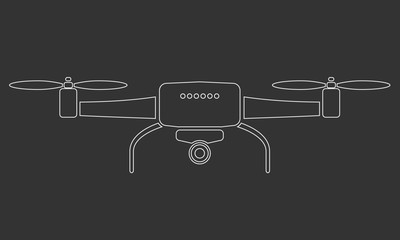 Drone or quadrocopter aerial camera icon with line art style. Vector Illustration.