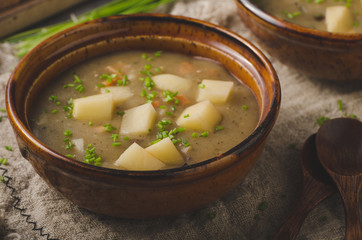 Potato mushrooms soup