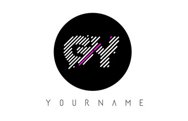 GY Letter Logo Design with White Lines and Black Circle