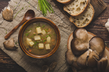 Potato mushrooms soup