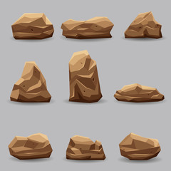 Rock stone set vector illustration collection