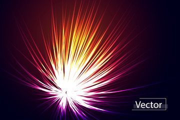 Obraz premium Vector background illustration, abstract neon lines. Blast from the center.