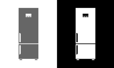 Vector refrigerator or fridge Icon. Black and white color vector illustration.