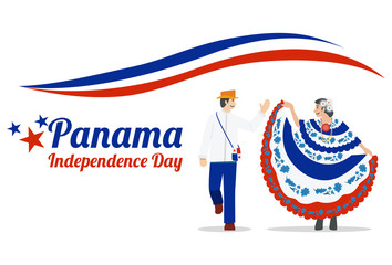 Panama Independence Day, Illustration of Traditional Dance, Vector