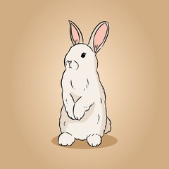 Cute rabbit hand drawn lineart doodle image