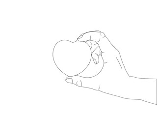 Stress reliever foam ball on woman hand isolated on white background.