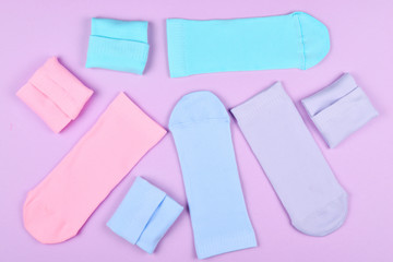 Colorful collection of cotton socks.