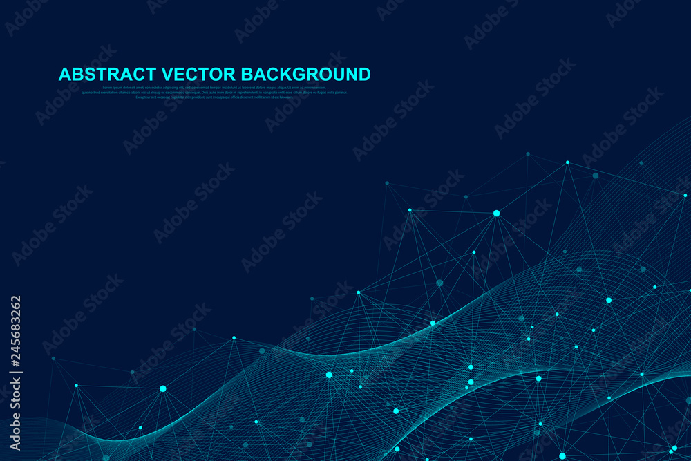 Aufkleber Abstract polygonal background with connected lines and dots. Minimalistic geometric pattern. Molecule structure and communication. Graphic plexus background. Science, medicine, technology concept
