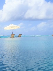 Beautiful beach and pool in Maldive island resort