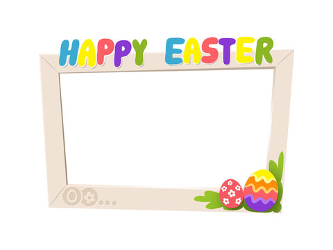 Social network Easter frame - cartoon style isolated on white background