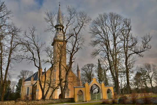 The Church in Simuna, Estonia in the late autumn