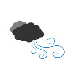Symbol of a dark cloudy with wind. Vector illustration on a white background. Cartoon of clouds and windy.