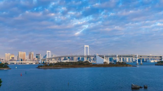  Time lapse Tokyo bay and Rainbow Bridge,Japan