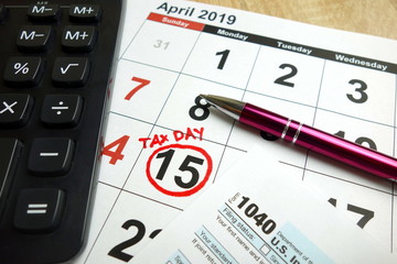 Fototapeta premium April 15, 2019 - tax day in the United States of America