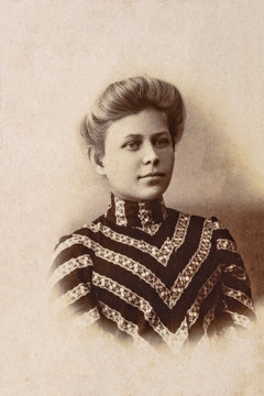 RUSSIA - CIRCA 1905-1910: A portrait of young woman, Vintage Carte de Viste Edwardian era photo