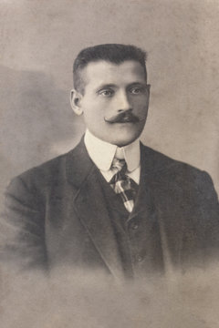 RUSSIA - CIRCA 1905-1910: A portrait of young man, Vintage Carte de Viste Edwardian era photo