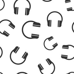 Obraz premium Headphone headset icon seamless pattern background. Headphones vector illustration. Audio gadget symbol pattern.