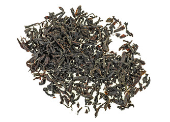 Dry tea leaves isolated on white background