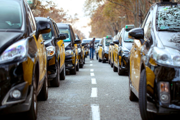 Taxi drivers strike in Barcelona.