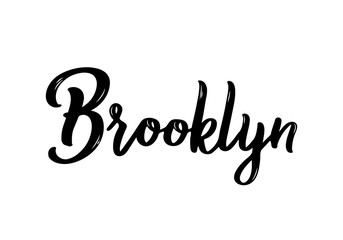 Brooklyn, New York handwritten calligraphy. Hand drawn brush lettering. City lettering. Vector design template.