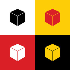 Cube sign illustration. Vector. Icons of german flag on corresponding colors as background. Illustration.
