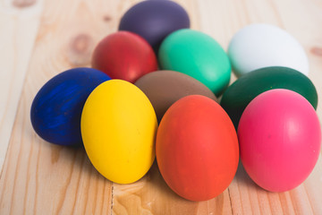 Fototapeta na wymiar Easter eggs clean on wooden background